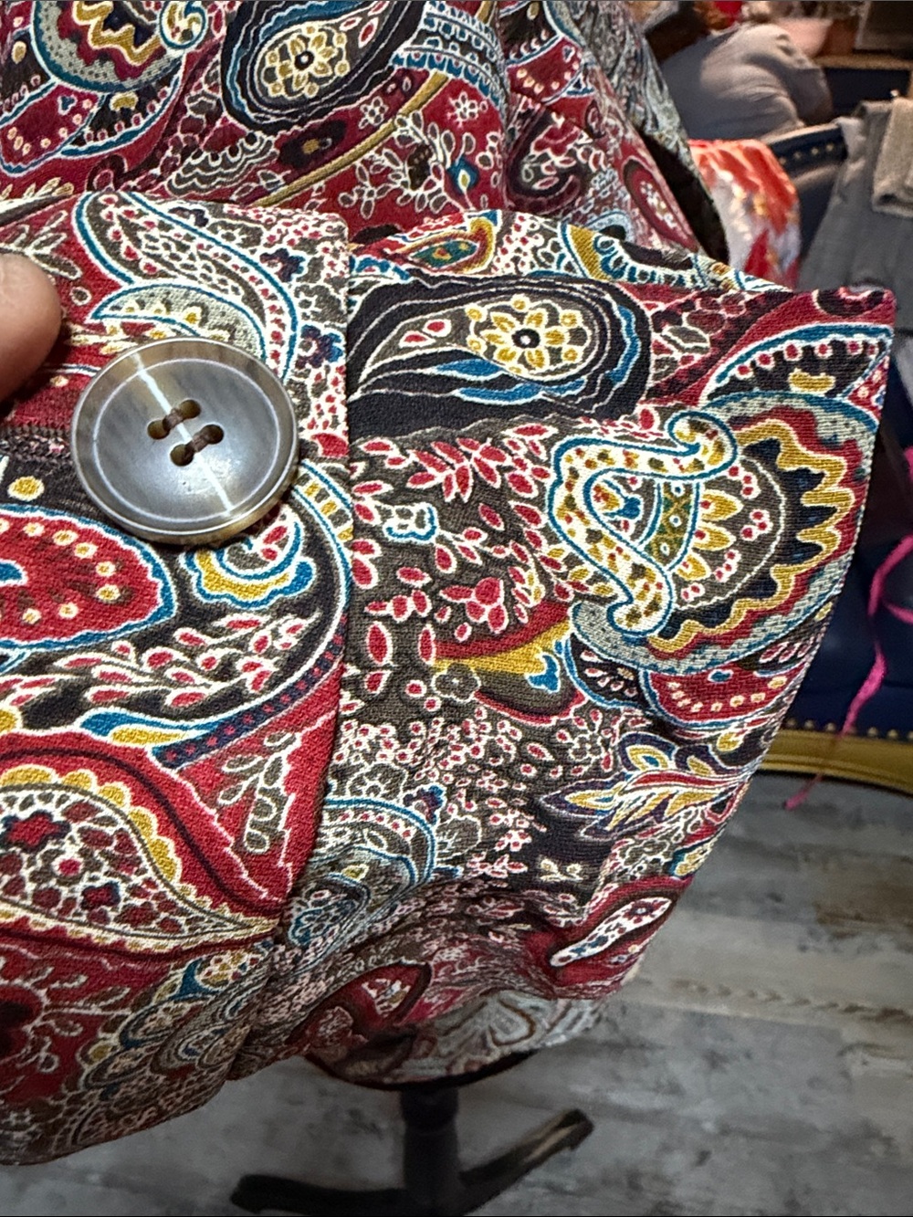 Chapter One Vintage Style Paisley Women's Blazer - Red Multicolor - Picture 9 of 13